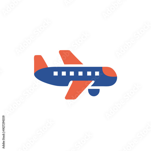 Colorful airplane icon in modern flat design  