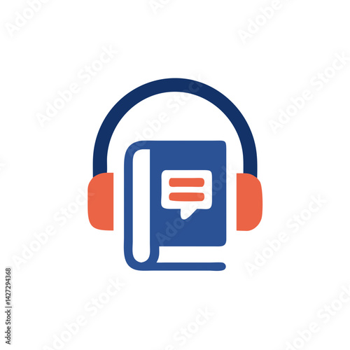 Audio Guide Icon with Headphones and Book Illustration  