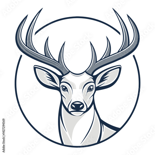 Majestic deer head in circle