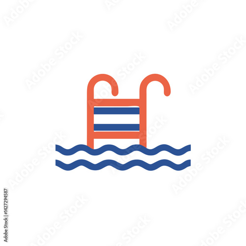 Swimming Pool Ladder Icon in Minimalist Style  