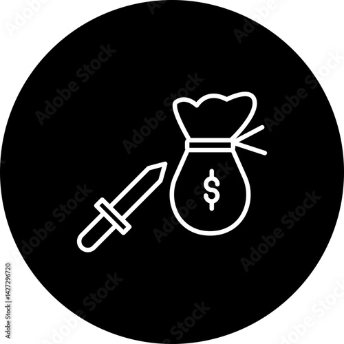 Extortion  Vector Line Black Circle Icon Design