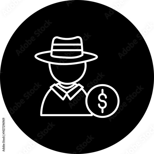 Steal  Vector Line Black Circle Icon Design