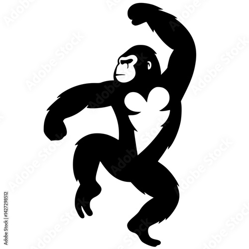 Silhouette of a gorilla in a funny pose
