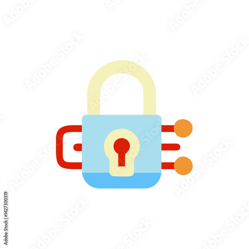 Unlocked lock illustration representing vulnerability and security in a colorful design