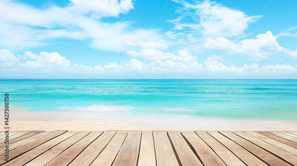 Fototapeta premium wooden table and blue sky