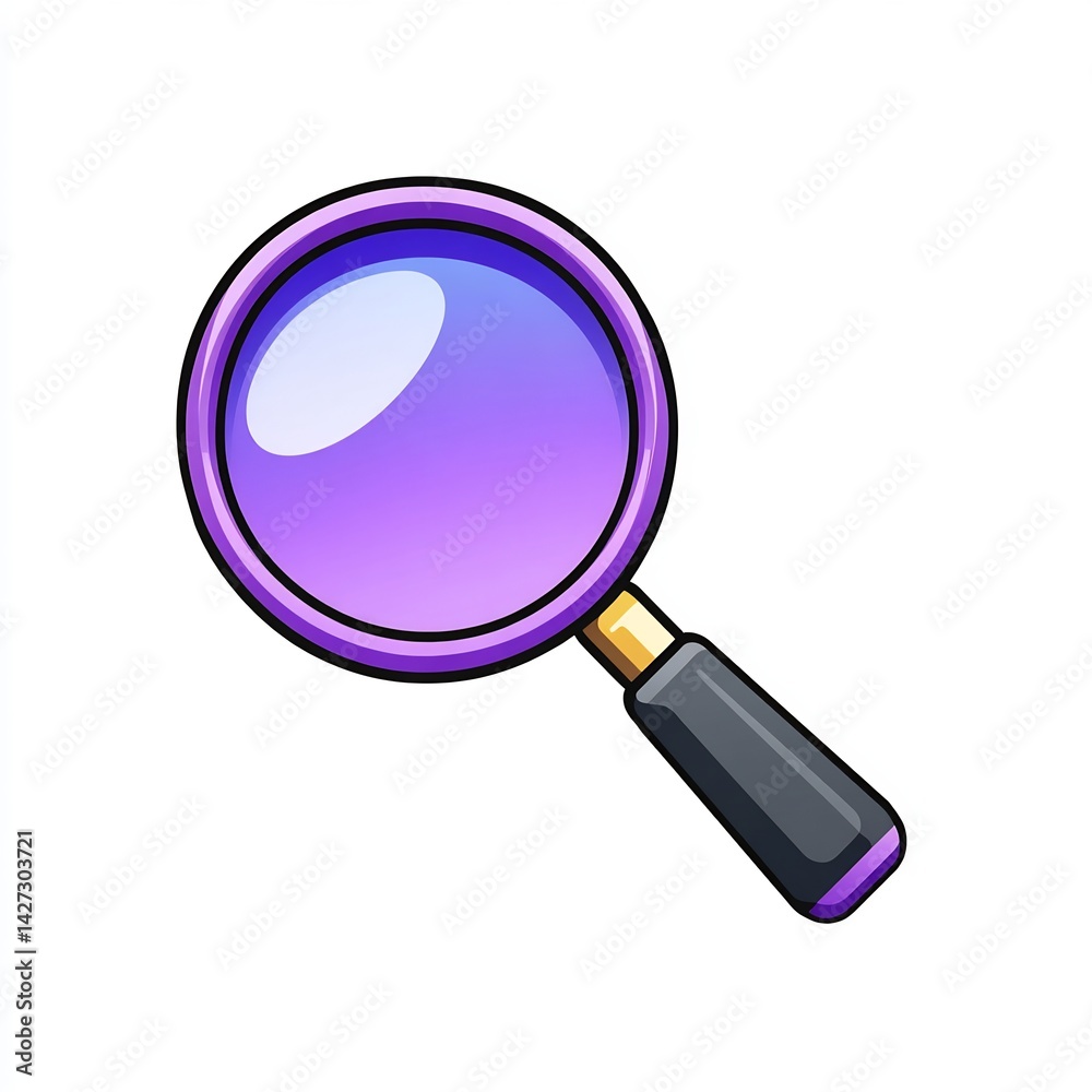 Purple magnifying glass emoji with dark outline Purple magnifying glass emoji with dark outline