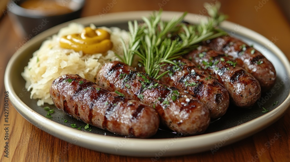 Grilled Sausages with Sauerkraut and Mustard Grilled Sausages with Sauerkraut and Mustard