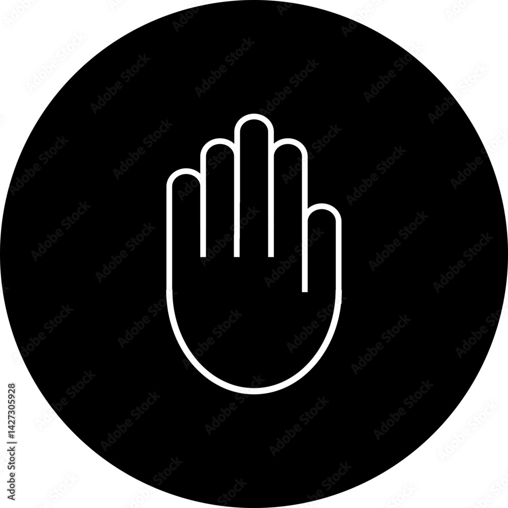 Obraz premium Hand Stop Gesture Vector Line Back Circle Icon Design