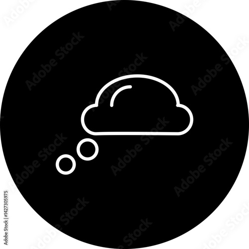 Conscious Thinking Cloud  Vector Line Back Circle Icon Design