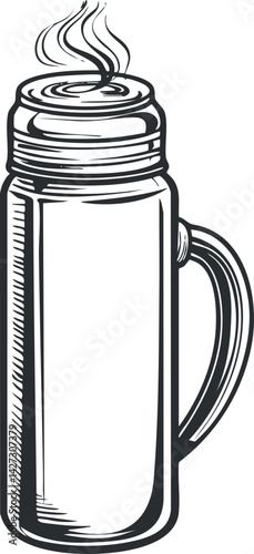 A hand-drawn illustration of a steaming mug, ideal for coffee or tea lovers.
