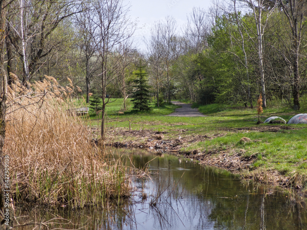 Spring Landscape of South Park in city of Sofia, Bulgaria