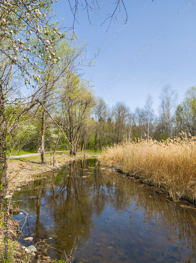 Spring Landscape of South Park in city of Sofia, Bulgaria