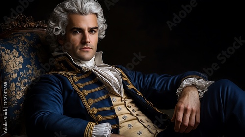 A Regal Portrait: 18th Century Gentleman in  Elegant Attire