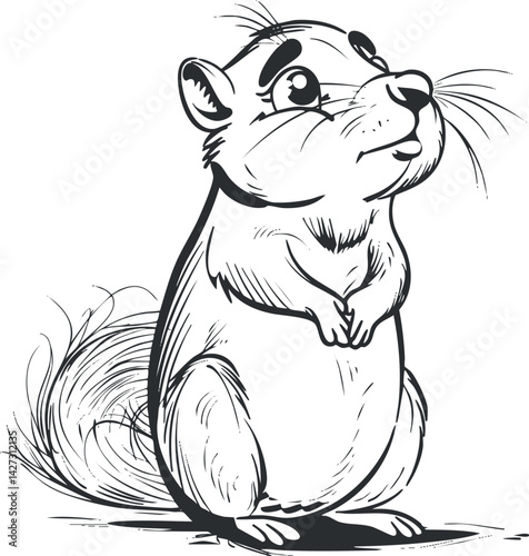 A cute cartoon squirrel with a bushy tail and playful expression, perfect for nature illustrations.