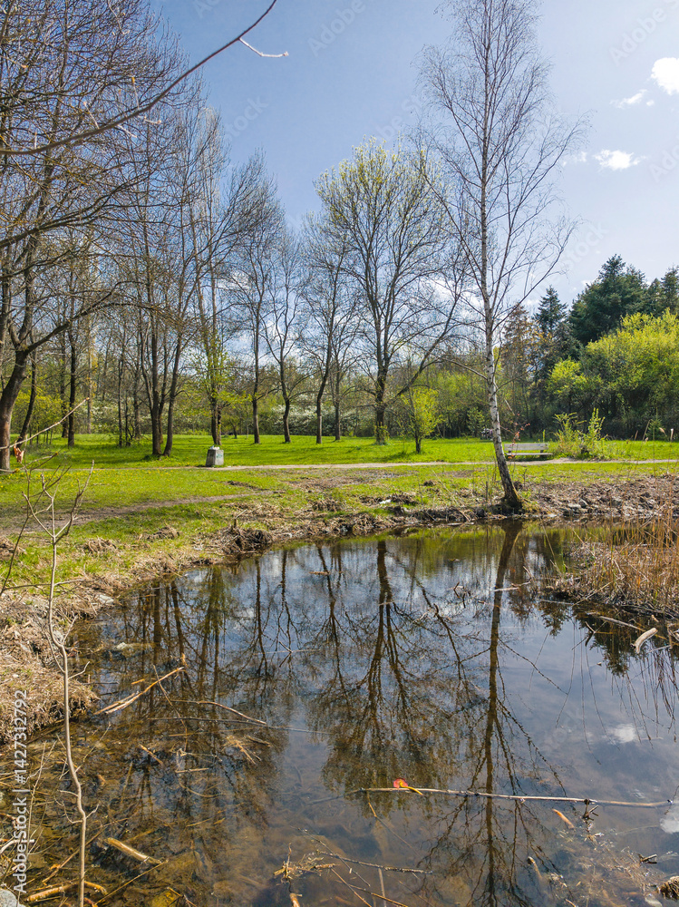 Spring Landscape of South Park in city of Sofia, Bulgaria