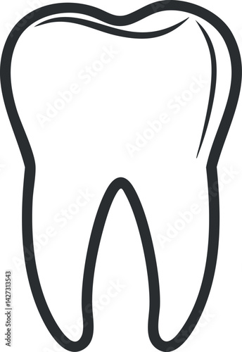 Simple outline of a tooth symbolizing dental health and oral hygiene practices.