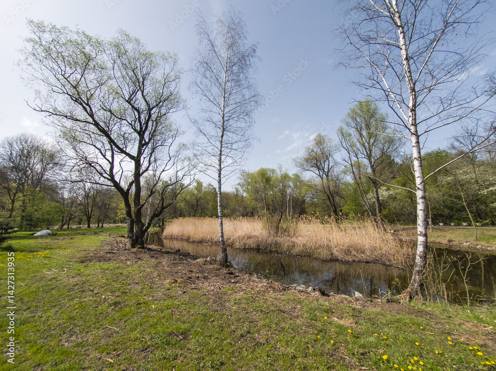 Spring Landscape of South Park in city of Sofia, Bulgaria