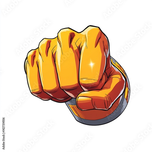 Superhero�s glowing fist preparing for a punch in comic book style