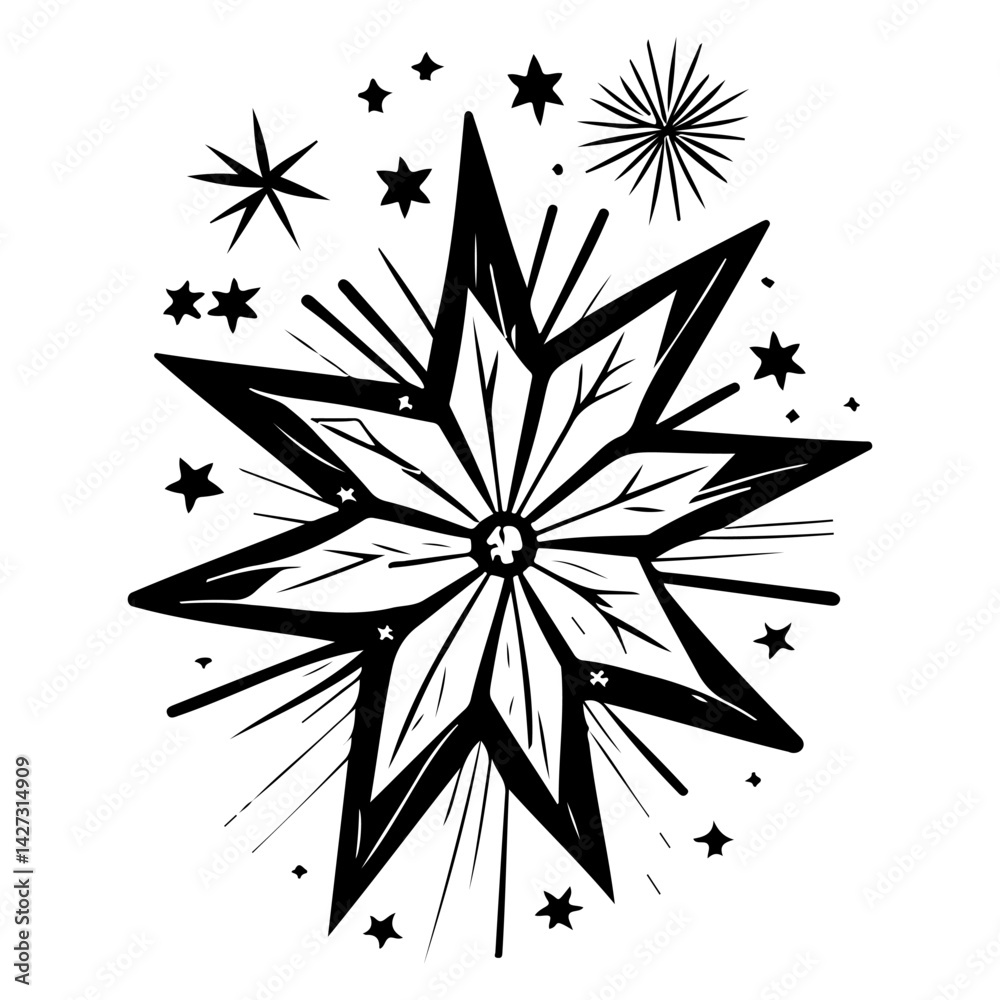 Obraz premium Bold Celestial Starburst Design Element in Black