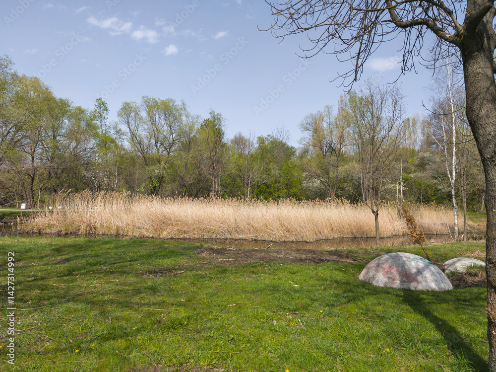 Spring Landscape of South Park in city of Sofia, Bulgaria