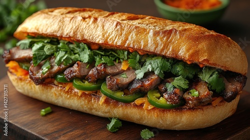 Delicious Grilled Pork Banh Mi Sandwich