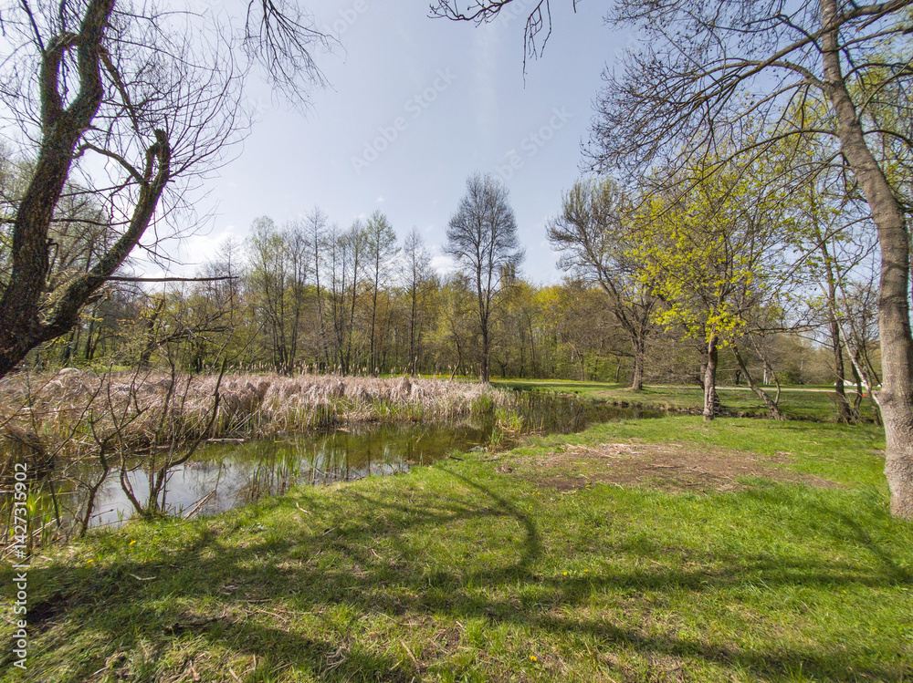 Spring Landscape of South Park in city of Sofia, Bulgaria
