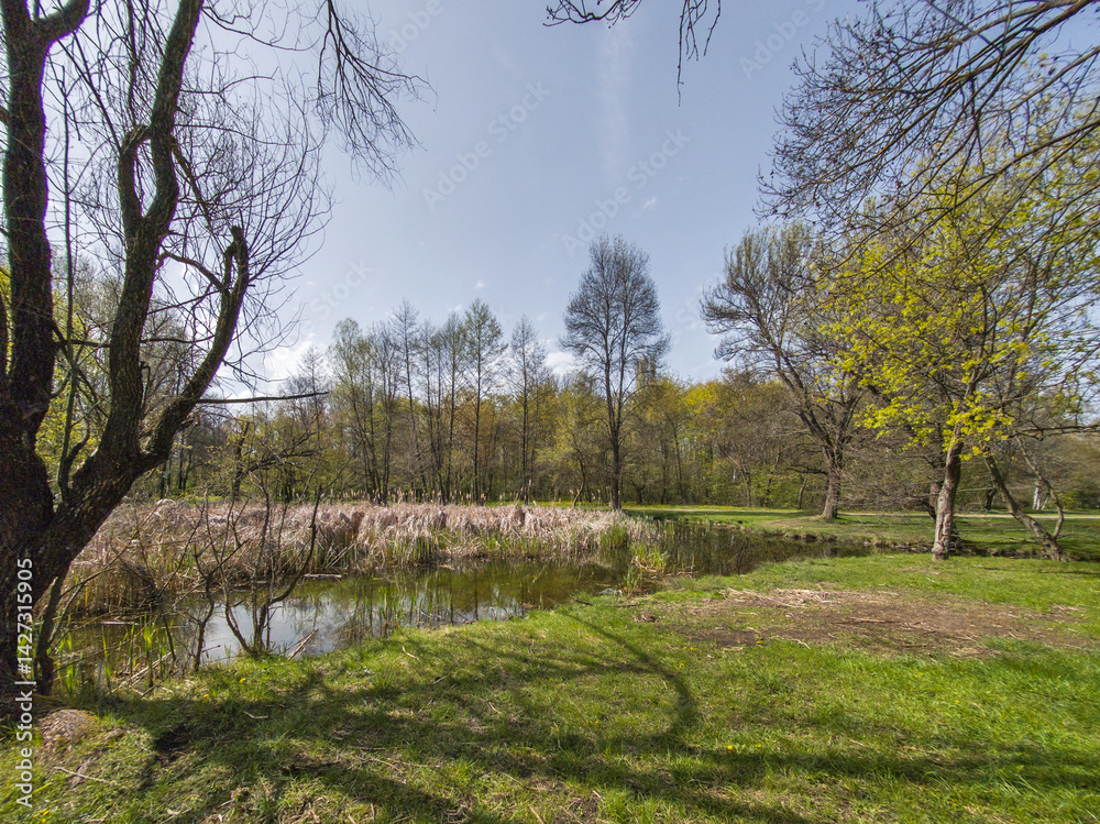 Spring Landscape of South Park in city of Sofia, Bulgaria