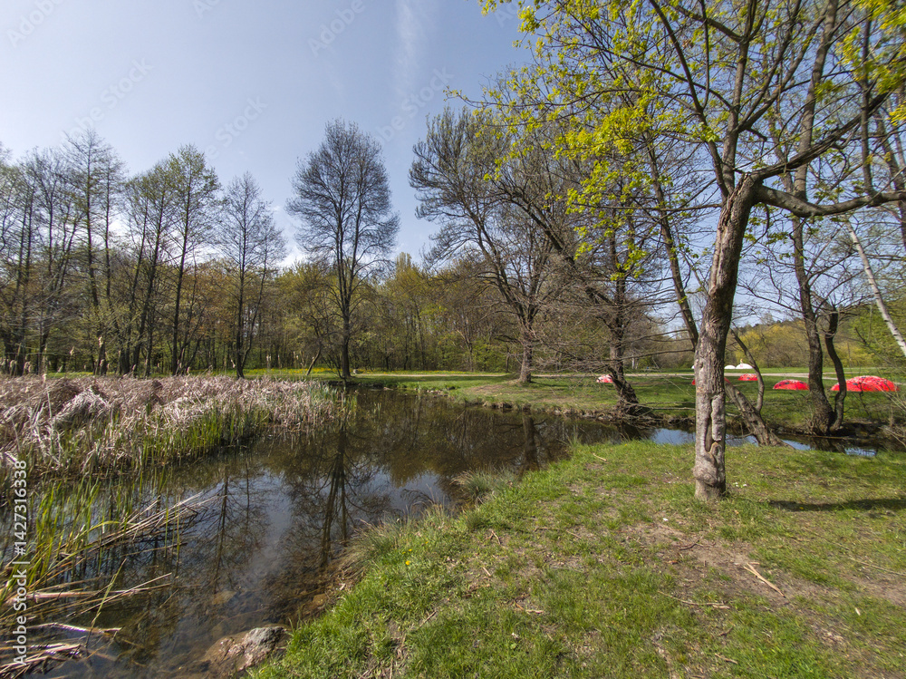 Spring Landscape of South Park in city of Sofia, Bulgaria