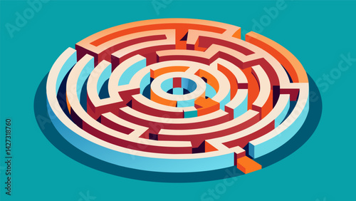 A labyrinth symbolizing the stoic approach of navigating lifes complexities with a clear and rational mind.. Vector illustration