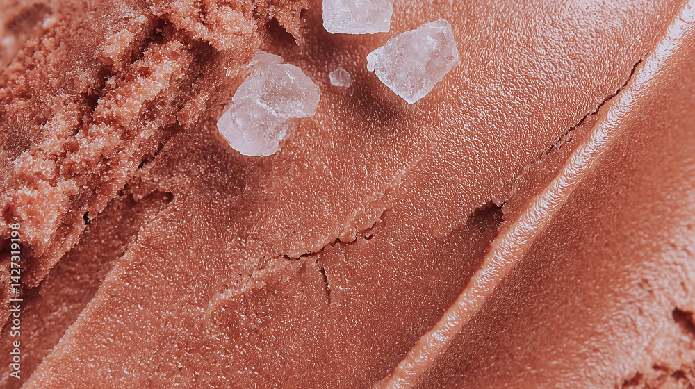 Close-up of salty chocolate ice cream texture – sweet and savory fusion