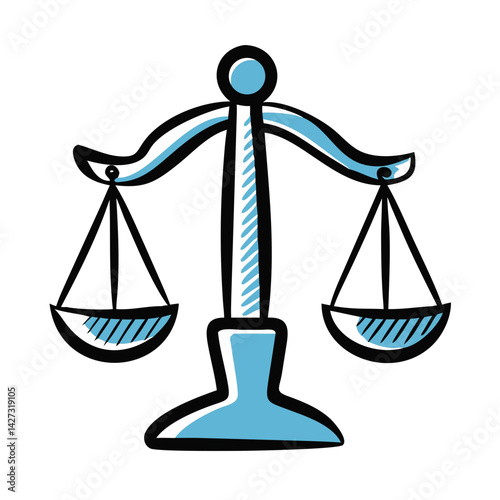 Law office illustration featuring a scale symbolizing justice and legal services