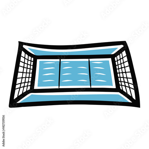 Tennis court illustration representing sports, competition, and athletic skill