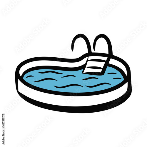 Swimming pool illustration representing leisure, relaxation, and outdoor activities