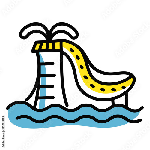 Water park slide illustration representing fun, adventure, and water activities