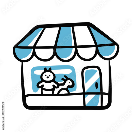 Toy store illustration featuring plush toys representing joy and childhood imagination