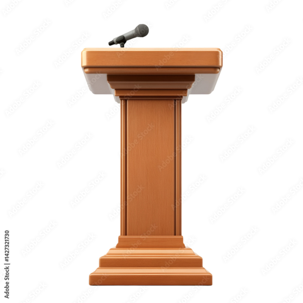 Wooden Podium with Microphone Public Speaking Presentation Wooden Podium with Microphone Public Speaking Presentation