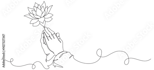 Buddha's hand and lotus flower for Waisak day