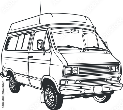 A detailed sketch of a classic van ideal for travel and adventure enthusiasts.
