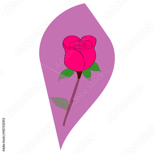 Rose flower wrapped. Pink floral packaging. Gift plant illustration. Vector romantic shape.