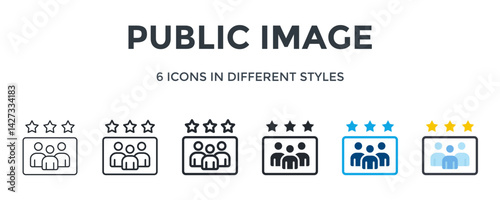 Public Image Icon In Different Style Vector Illustration. Designed In Thin Line, Regular Line, Bold Line, Glyph, Color Fill, And Flat Style Can Be Used For Web