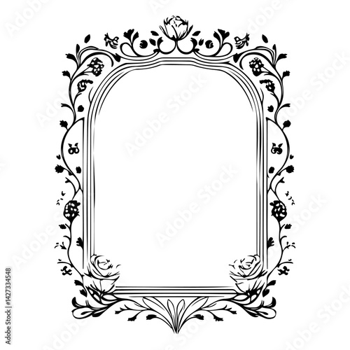 wedding frame ornament vintage illustration sketch hand draw black