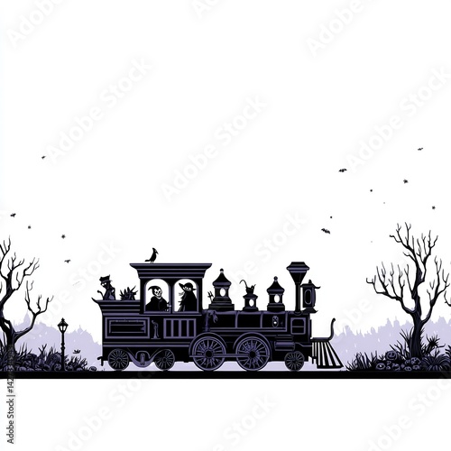 Haunted train with spooky passengers
