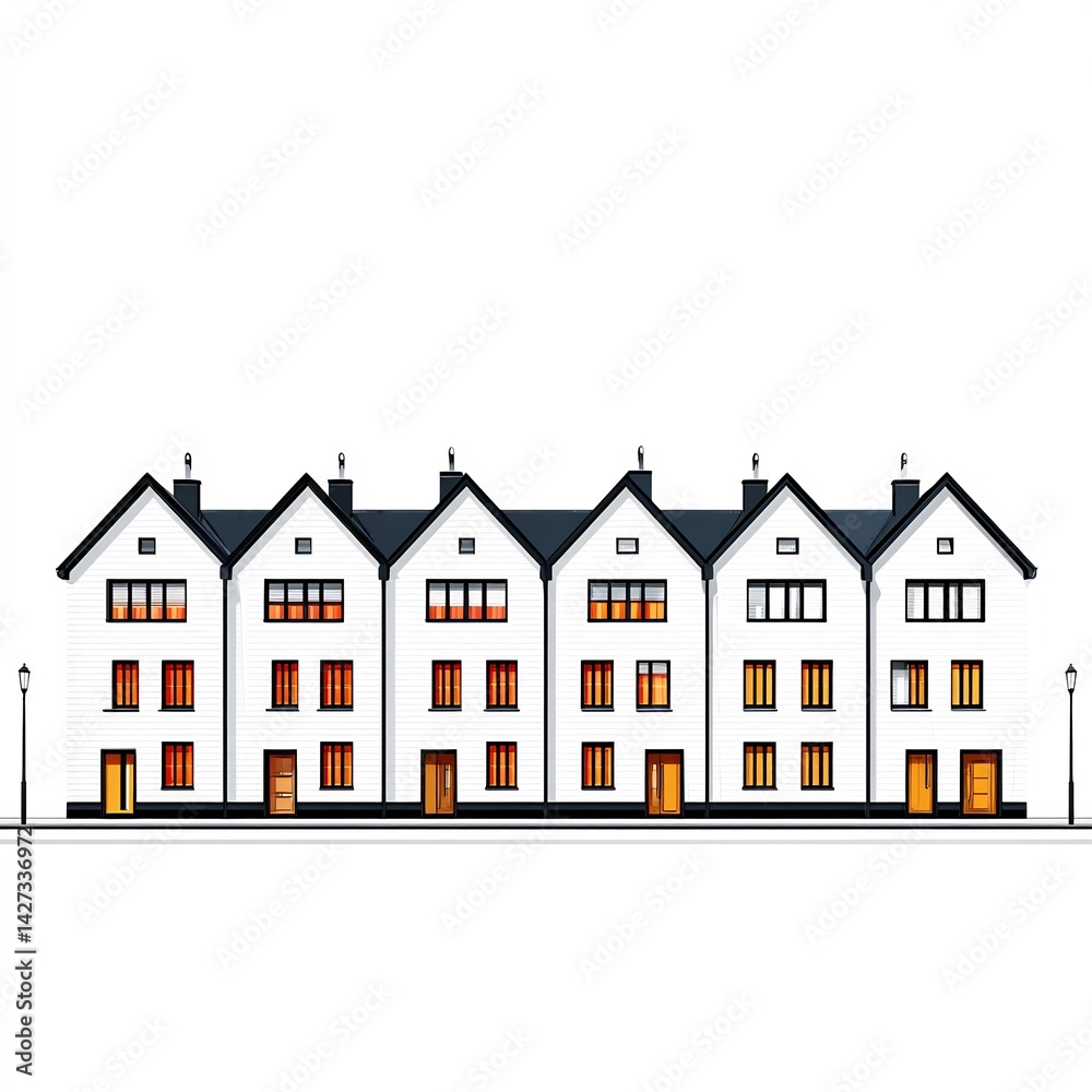 Row of identical townhouses Row of identical townhouses