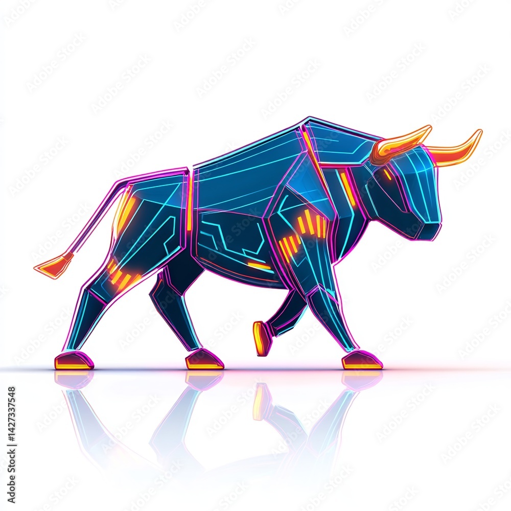 Obraz premium Futuristic holographic bull