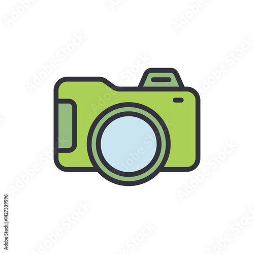 Camera colored icons, minimalist vector illustration ,simple transparent graphic element .Isolated on white background