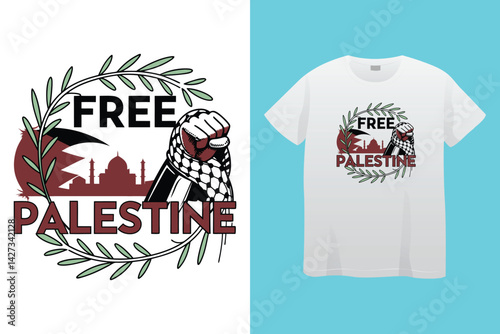 Free Palestine flag vector, Save Gaza Save Palestine illustration for banner, t-shirt, poster, sticker, badges, social media design. We stand with Palestine. isolated on black background.