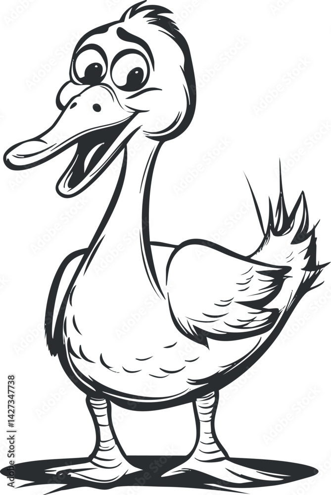 Fototapeta premium A playful cartoon duck character with a cheerful expression and whimsical design.