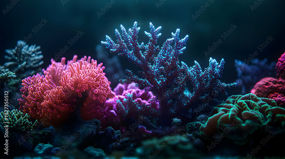 Fototapeta premium Vibrant Underwater Coral Reef Display