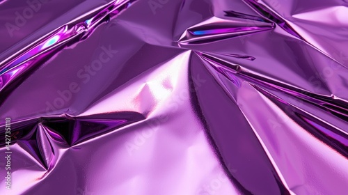 Purple iridescent foil, wrinkled and draped