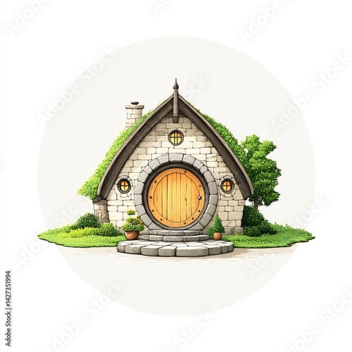 hobbit-style circular home round door fantasy photo